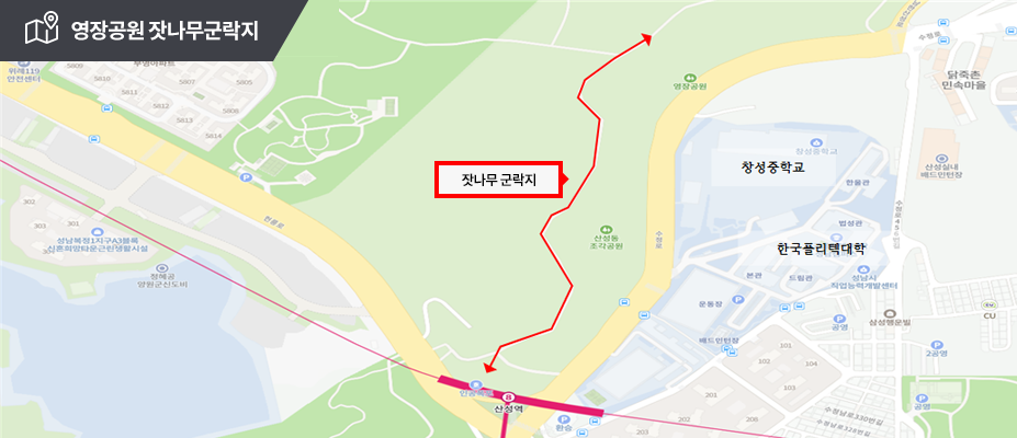 영장공원 잣나무군락지 찾아오시는길