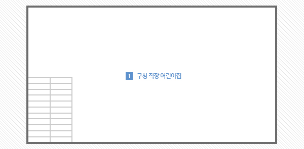 별관 2층 안내도 : 별관 계단에서 우측 방향에는 구청 직장 어린이집이 위치해 있습니다.